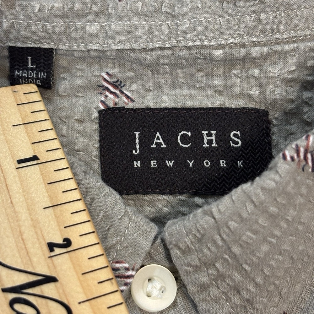 Jachs New York Men's Large Lobster Print Seersucker Short Sleeve Button Down - Picture 7 of 8